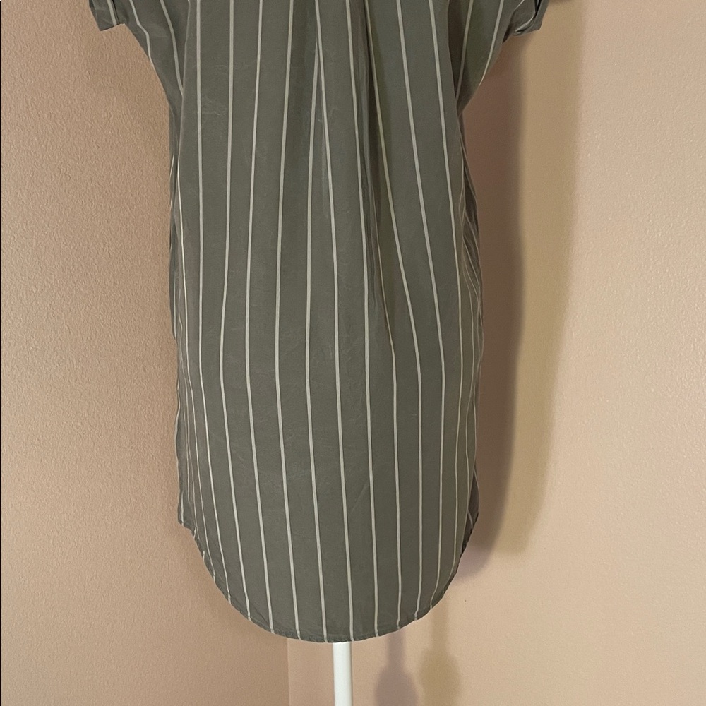 100% Tencel Blue Rain Gray Striped Mini Dress - Picture 4 of 11